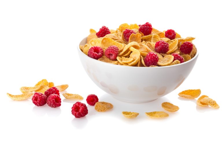 Cereal breakfast bowl isolated fruit raspberry food